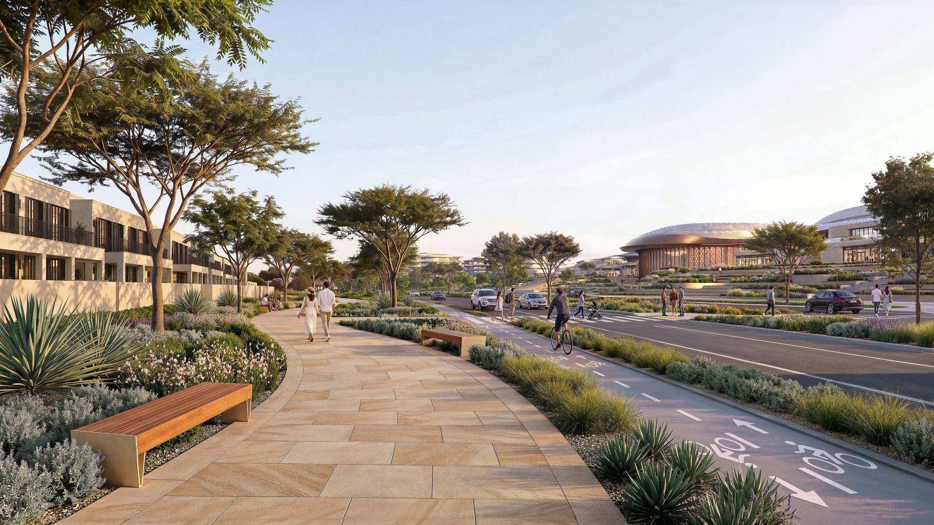 Wadeem Gardens landscaped pedestrian walkway and cycling path